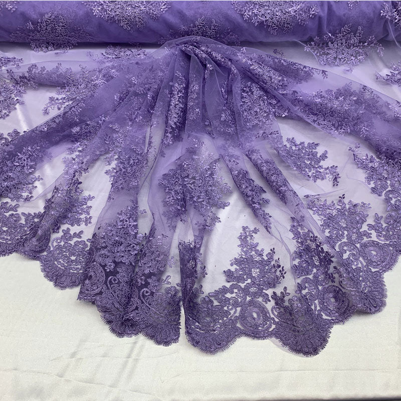 French Design Floral Mesh Lace Embroidery FabricICEFABRICICE FABRICSLavenderFrench Design Floral Mesh Lace Embroidery Fabric ICEFABRIC Lavender