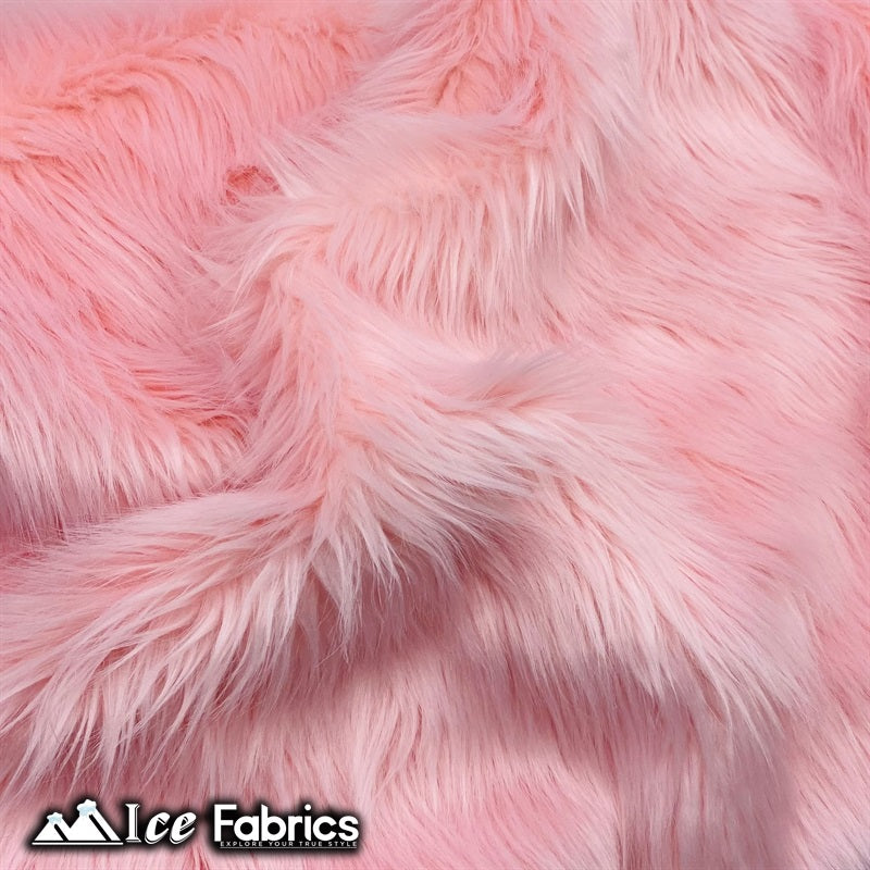 Baby Pink Shaggy Mohair Faux Fur Fabric Wholesale (20 Yards Bolt) ICE FABRICS
