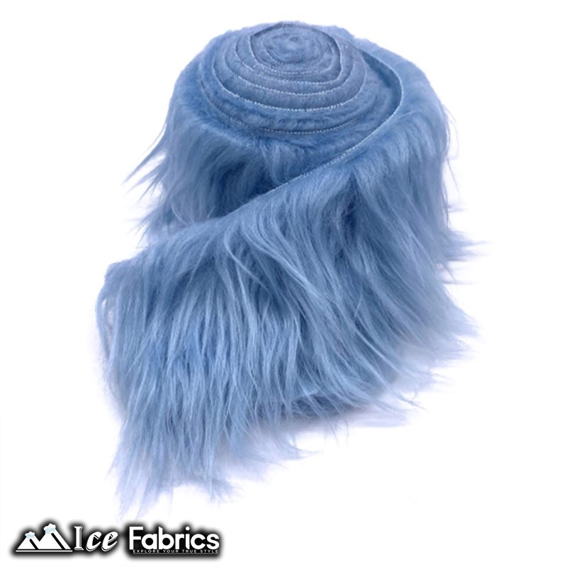 Shaggy Mohair Strips Ribbon Faux Fur Fabric Pre Cut Roll ICE FABRICS Baby Blue