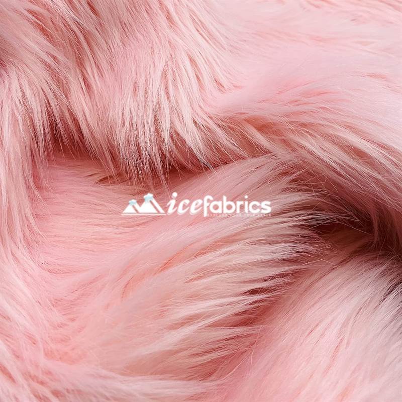 Shaggy Mohair Long Pile Faux Fur Fabric By The Yard ICE FABRICS Baby Pink