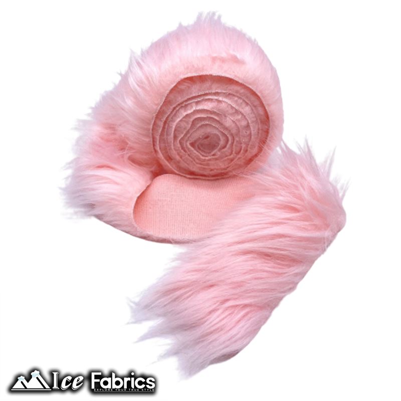 Shaggy Mohair Strips Ribbon Faux Fur Fabric Pre Cut Roll ICE FABRICS Baby Pink