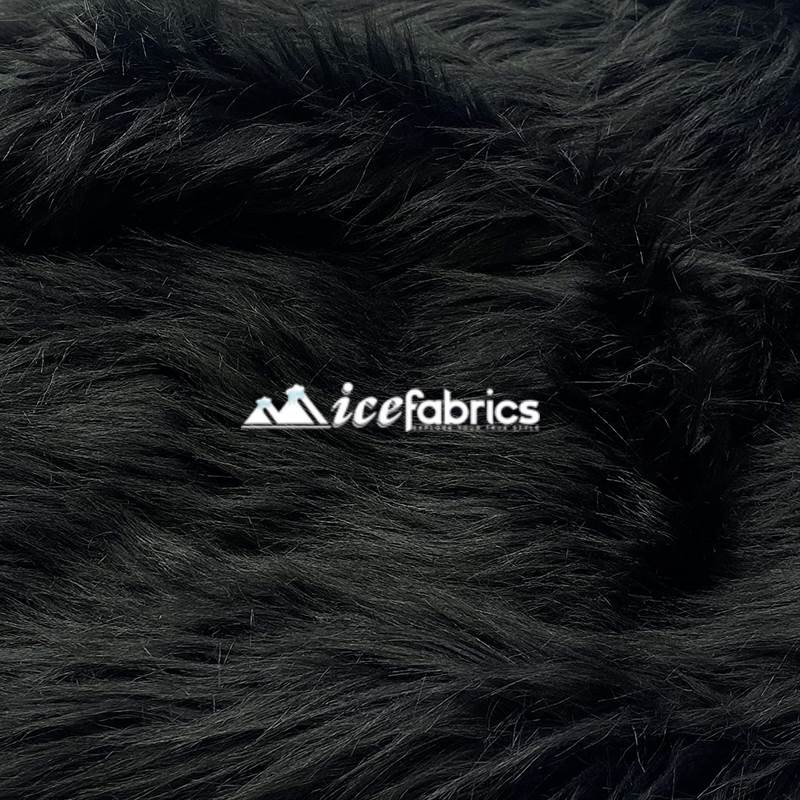 Shaggy Mohair Long Pile Faux Fur Fabric By The Yard ICE FABRICS Black