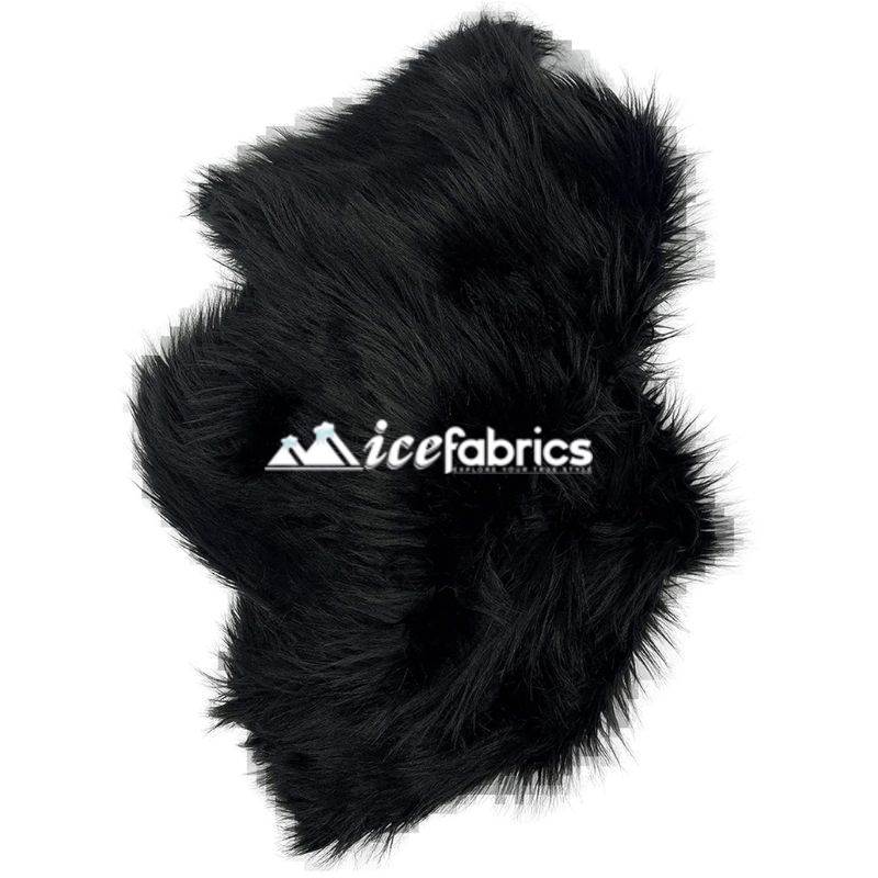 Shaggy Mohair Long Pile Faux Fur Fabric By The Yard ICE FABRICS Black