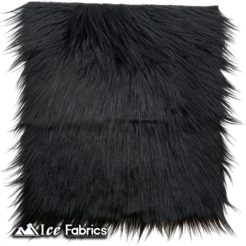 IceFabrics Square Shaggy Long Pile Faux Fur Fabric ICE FABRICS Black