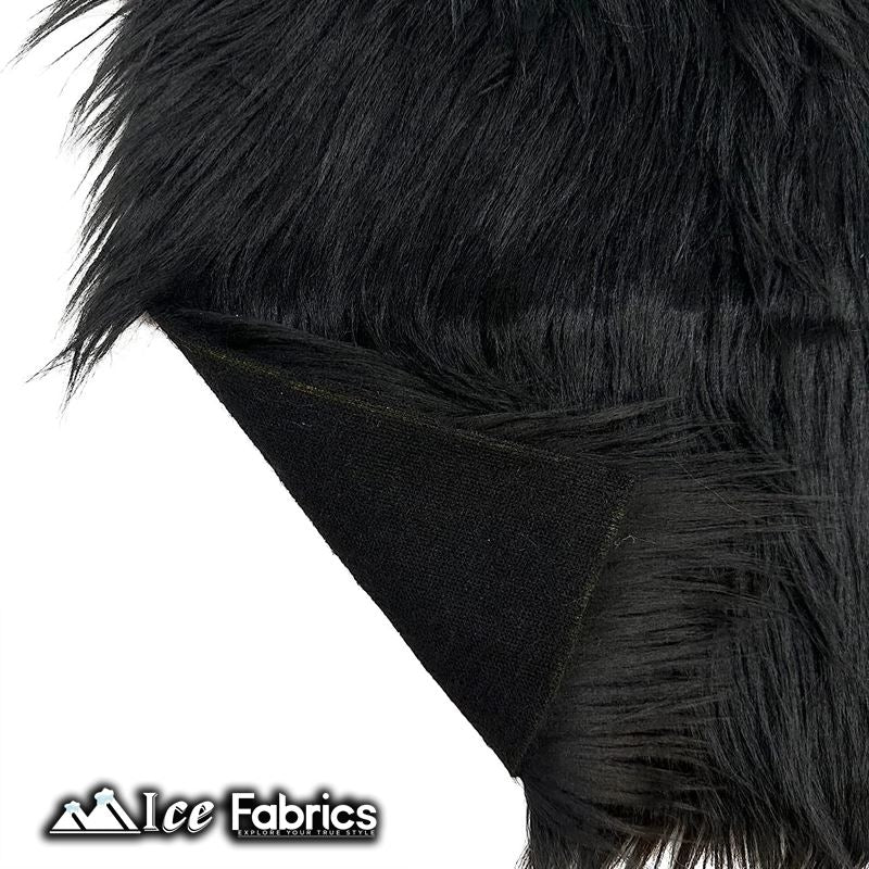 IceFabrics Square Shaggy Long Pile Faux Fur Fabric ICE FABRICS Black