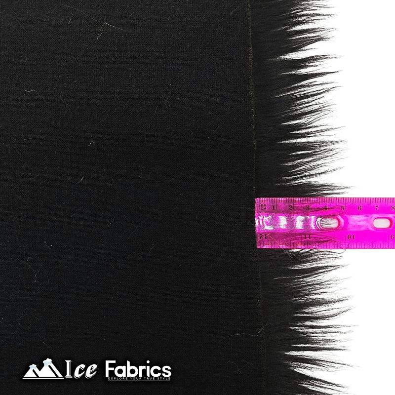 IceFabrics Square Shaggy Long Pile Faux Fur Fabric ICE FABRICS Black