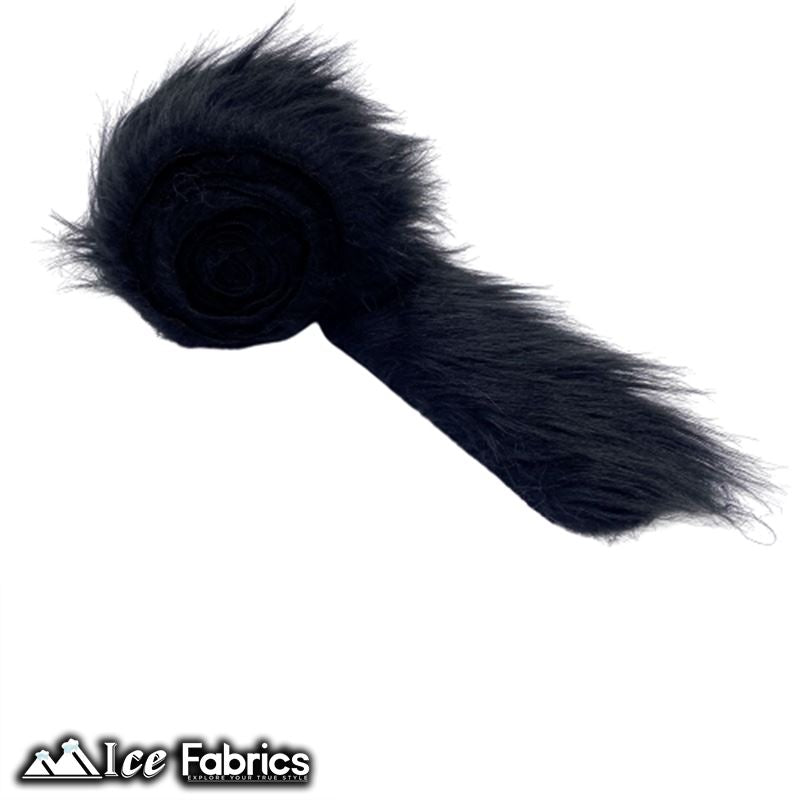 Shaggy Mohair Strips Ribbon Faux Fur Fabric Pre Cut Roll ICE FABRICS Black