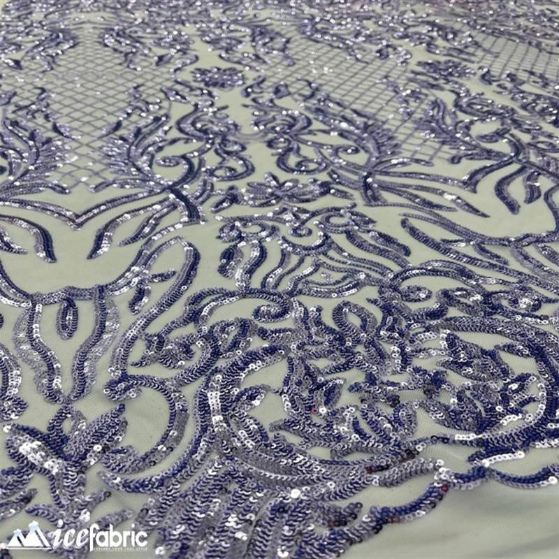 Mia Stretch Sequin Fabric |58” Wide| Embroidery Lace Mesh ICE FABRICS Blue Purple