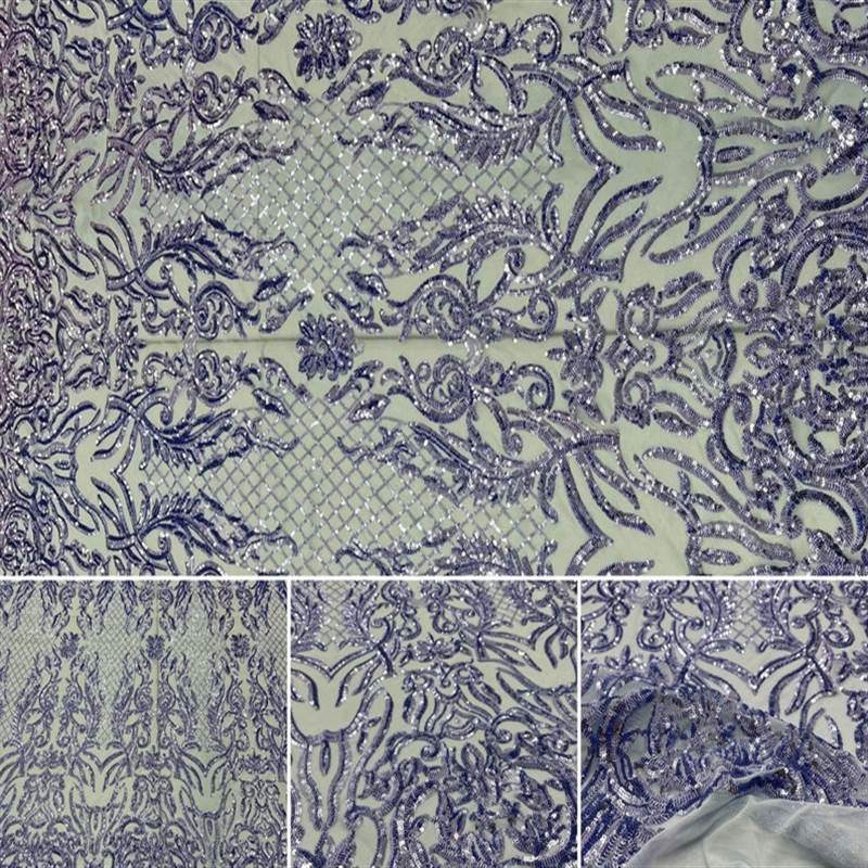 Mia Stretch Sequin Fabric |58” Wide| Embroidery Lace Mesh ICE FABRICS Blue Purple