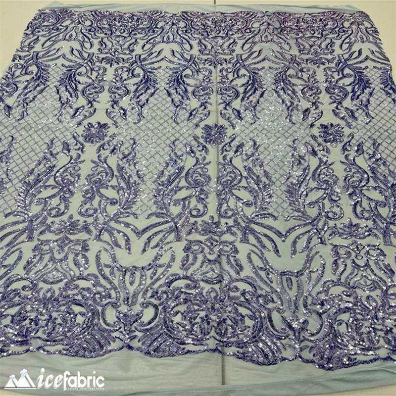 Mia Stretch Sequin Fabric |58” Wide| Embroidery Lace Mesh ICE FABRICS Blue Purple