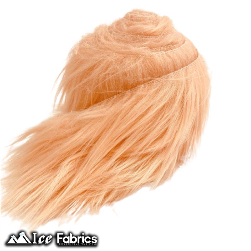 Shaggy Mohair Strips Ribbon Faux Fur Fabric Pre Cut Roll ICE FABRICS Blush