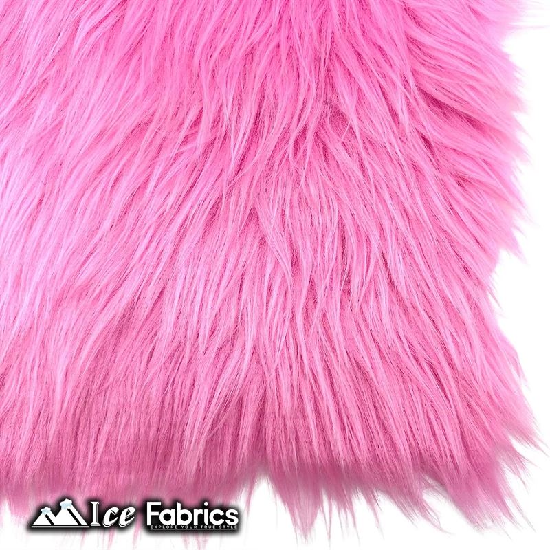 IceFabrics Square Shaggy Long Pile Faux Fur Fabric ICE FABRICS Bubble Gum