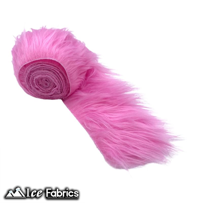 Shaggy Mohair Strips Ribbon Faux Fur Fabric Pre Cut Roll ICE FABRICS Bubble Gum