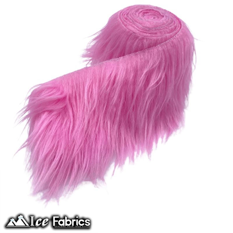 Shaggy Mohair Strips Ribbon Faux Fur Fabric Pre Cut Roll ICE FABRICS Bubble Gum