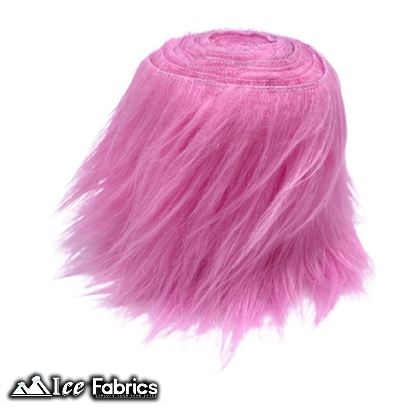 Shaggy Mohair Strips Ribbon Faux Fur Fabric Pre Cut Roll ICE FABRICS Bubble Gum