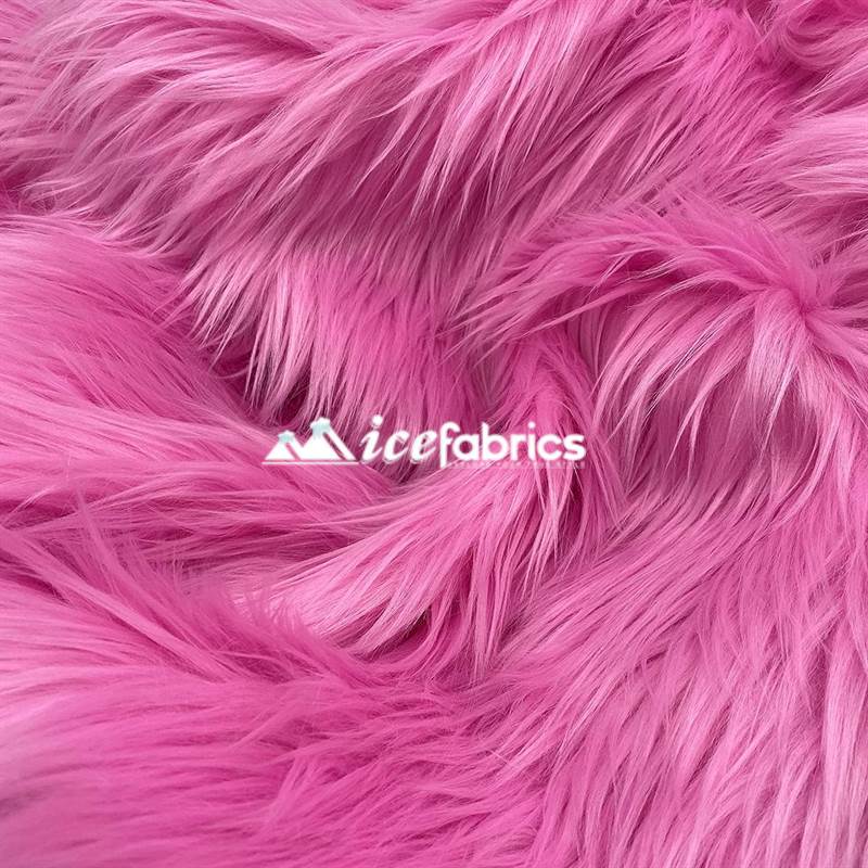 Shaggy Mohair Long Pile Faux Fur Fabric By The Yard ICE FABRICS Bubble Gum