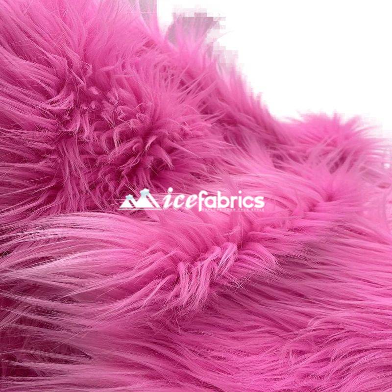 Shaggy Mohair Long Pile Faux Fur Fabric By The Yard ICE FABRICS Bubble Gum