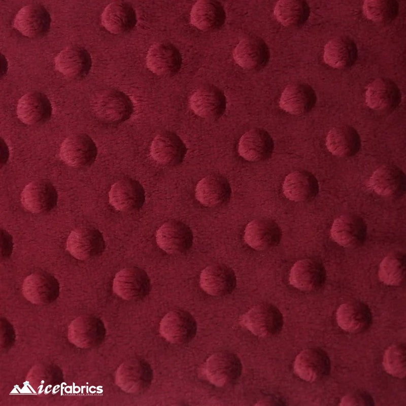 New Colors Dimple Bubble Polka Dot Minky Fabric ICE FABRICS | Burgundy