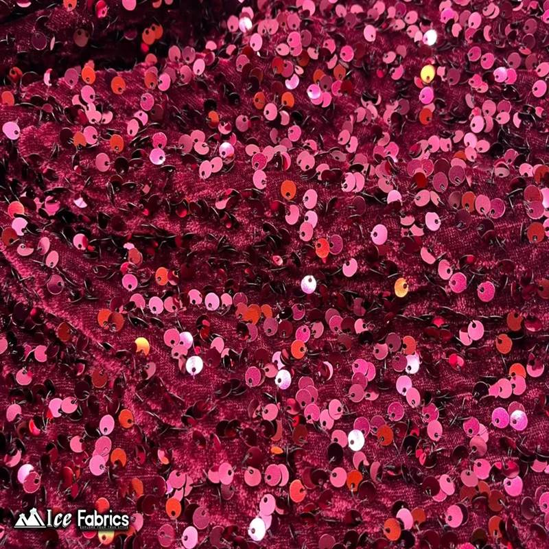 Emma Embroidery Sequins on Velvet Fabric | 2 Way Stretch