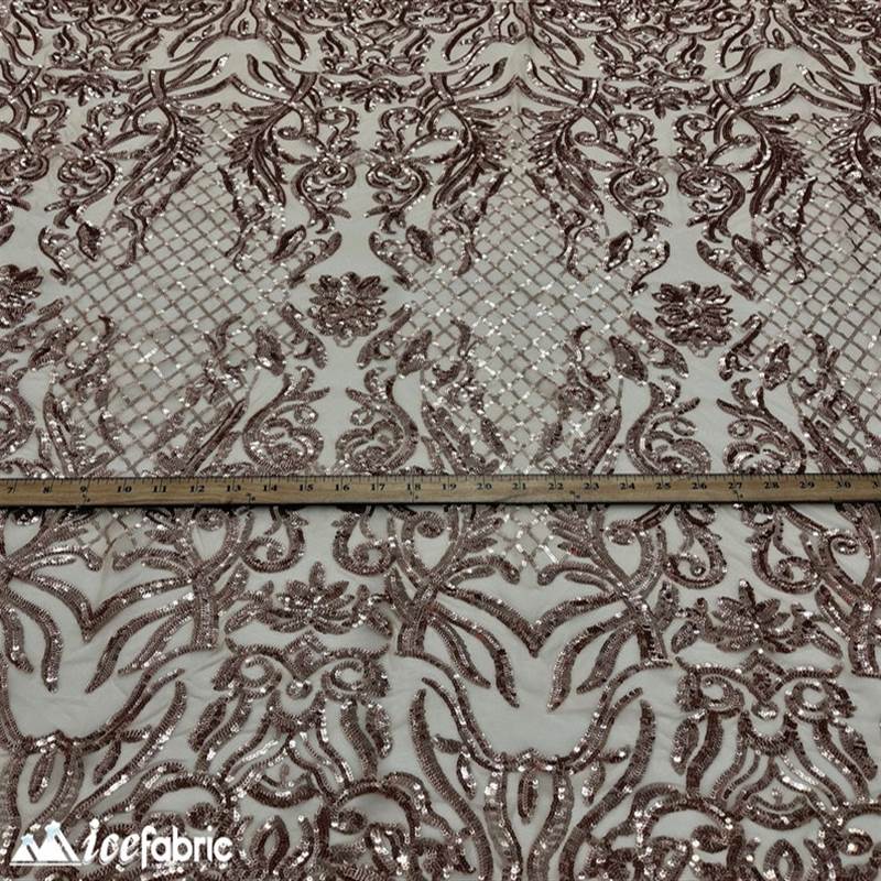 Mia Stretch Sequin Fabric |58” Wide| Embroidery Lace Mesh ICE FABRICS Champagne