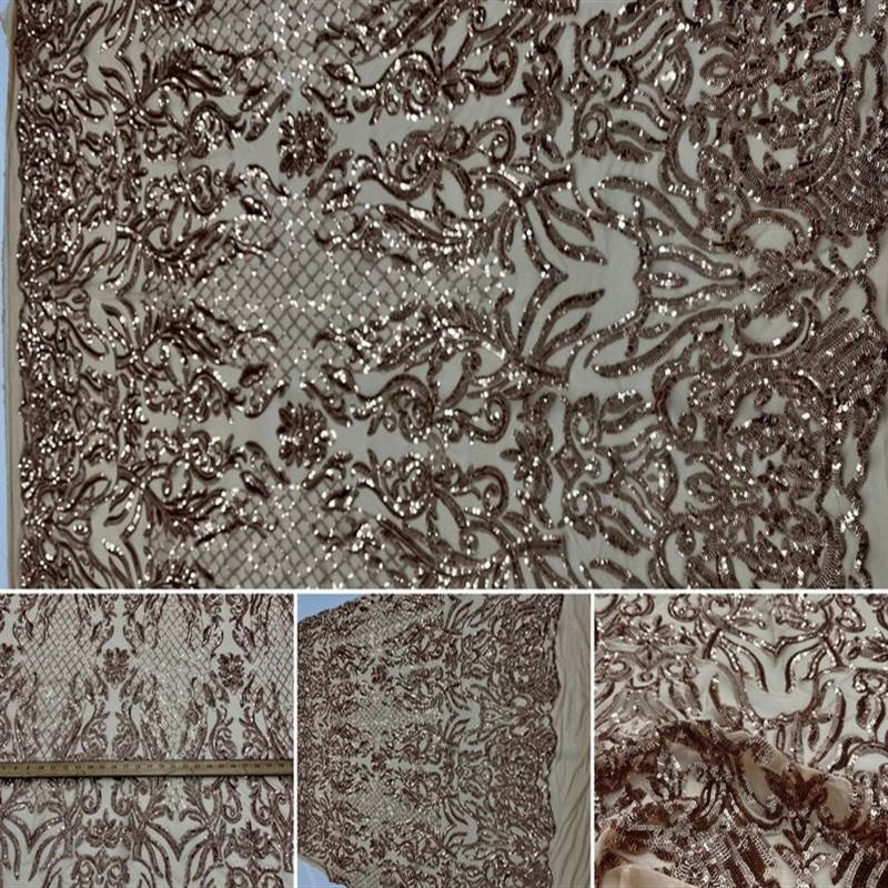 Mia Stretch Sequin Fabric |58” Wide| Embroidery Lace Mesh ICE FABRICS Champagne