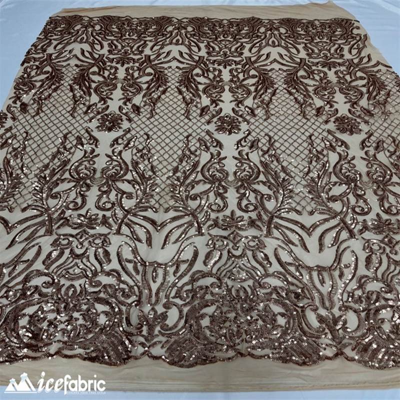 Mia Stretch Sequin Fabric |58” Wide| Embroidery Lace Mesh ICE FABRICS Champagne