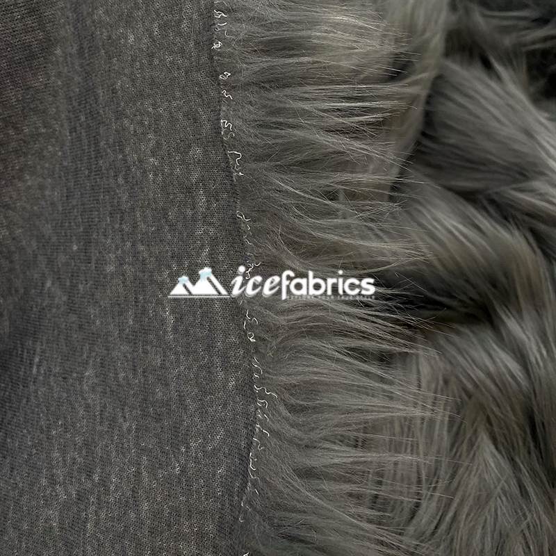 Shaggy Mohair Long Pile Faux Fur Fabric By The Yard ICE FABRICS Charcoal