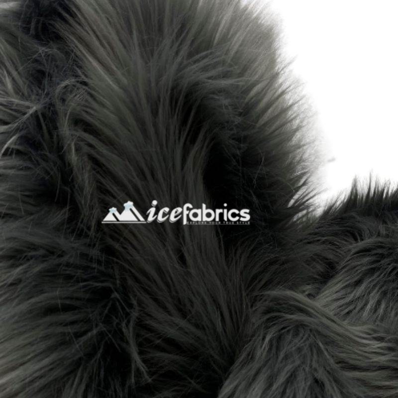 Shaggy Mohair Long Pile Faux Fur Fabric By The Yard ICE FABRICS Charcoal