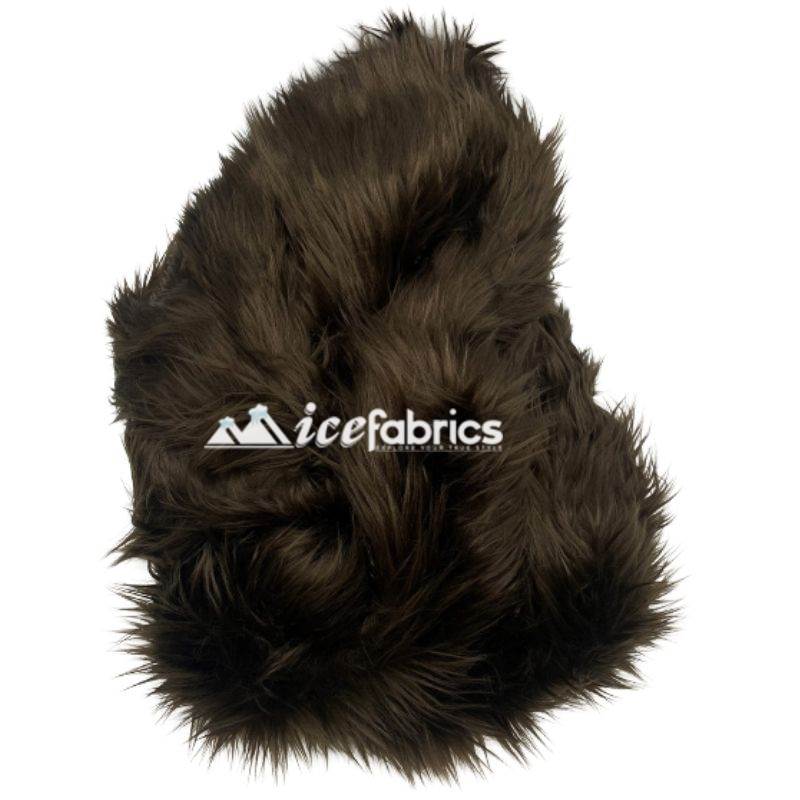 Shaggy Mohair Long Pile Faux Fur Fabric By The Yard ICE FABRICS Dark Brown