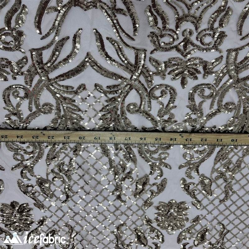 Mia Stretch Sequin Fabric |58” Wide| Embroidery Lace Mesh ICE FABRICS Dusty Rose