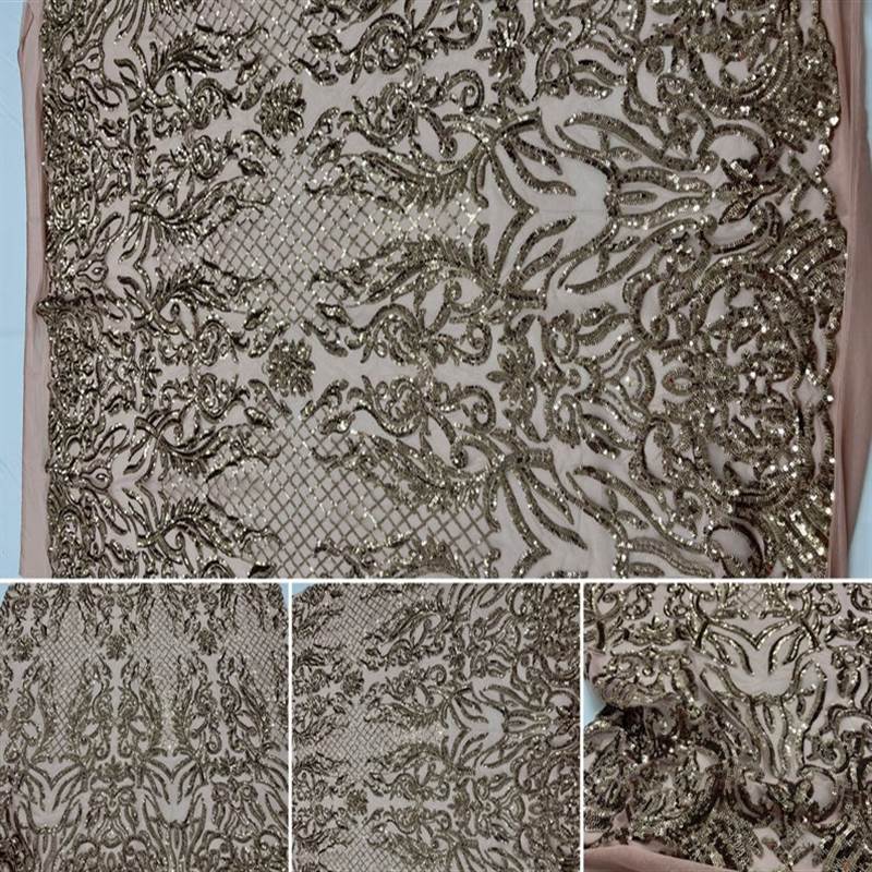 Mia Stretch Sequin Fabric |58” Wide| Embroidery Lace Mesh ICE FABRICS Dusty Rose