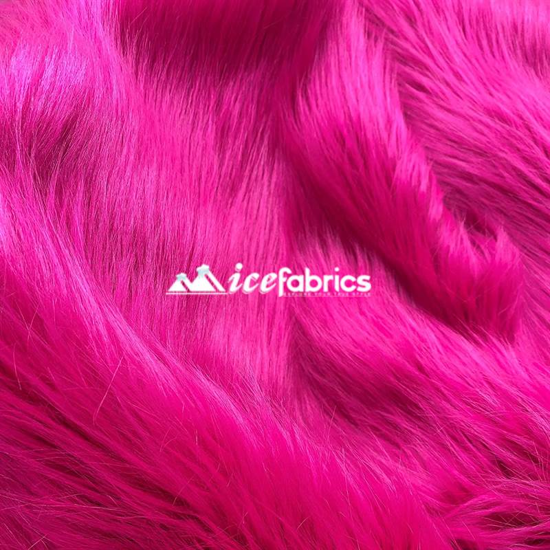 Shaggy Mohair Long Pile Faux Fur Fabric By The Yard ICE FABRICS Fuchsia