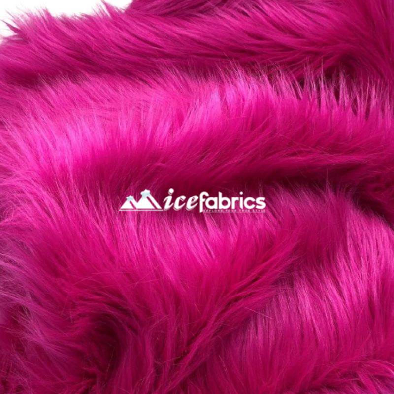 Shaggy Mohair Long Pile Faux Fur Fabric By The Yard ICE FABRICS Fuchsia