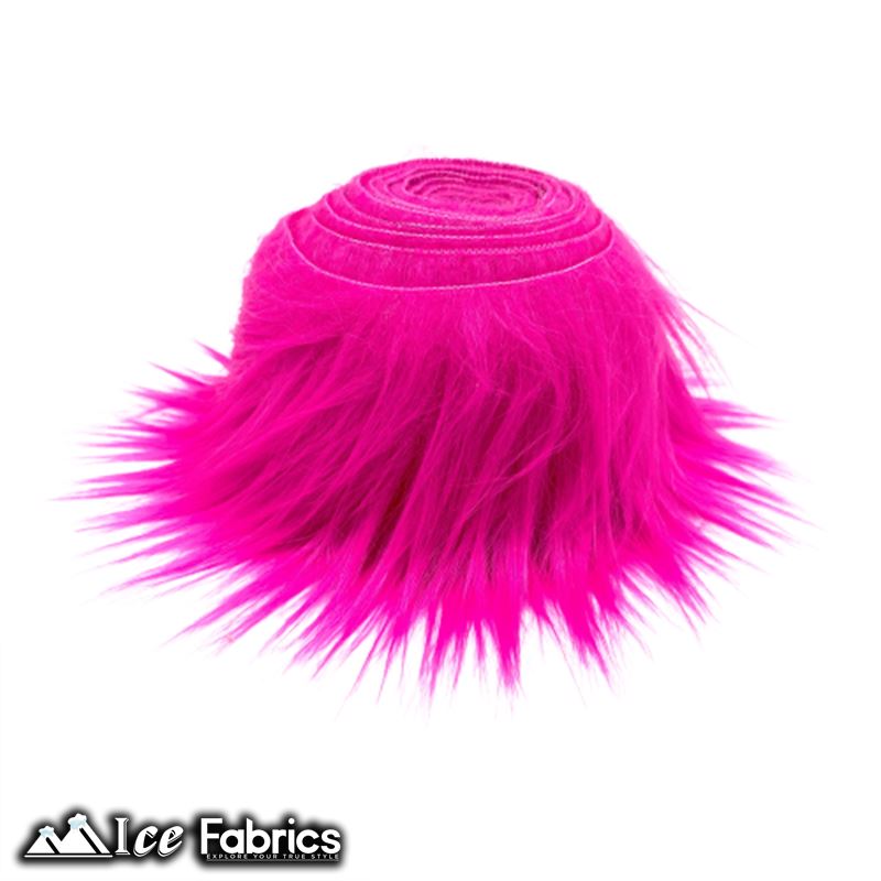Shaggy Mohair Strips Ribbon Faux Fur Fabric Pre Cut Roll ICE FABRICS Fuchsia
