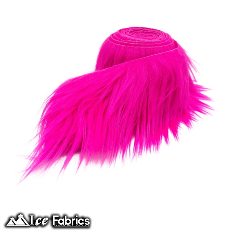 Shaggy Mohair Strips Ribbon Faux Fur Fabric Pre Cut Roll ICE FABRICS Fuchsia