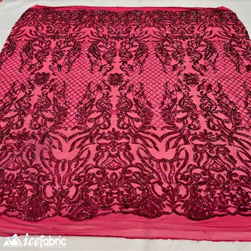 Mia Stretch Sequin Fabric |58” Wide| Embroidery Lace Mesh ICE FABRICS Fuchsia