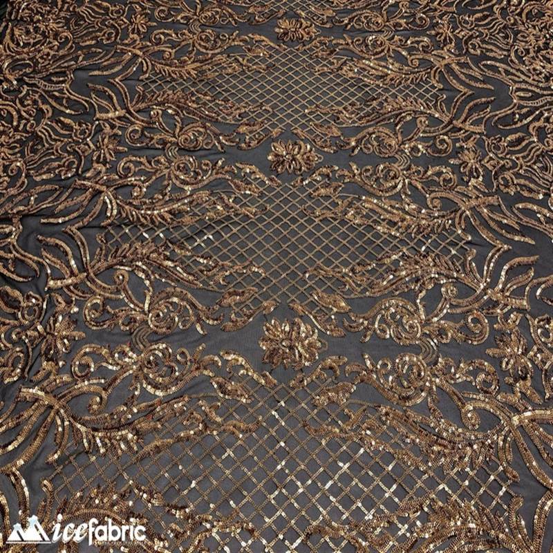 Mia Stretch Sequin Fabric |58” Wide| Embroidery Lace Mesh ICE FABRICS Gold
