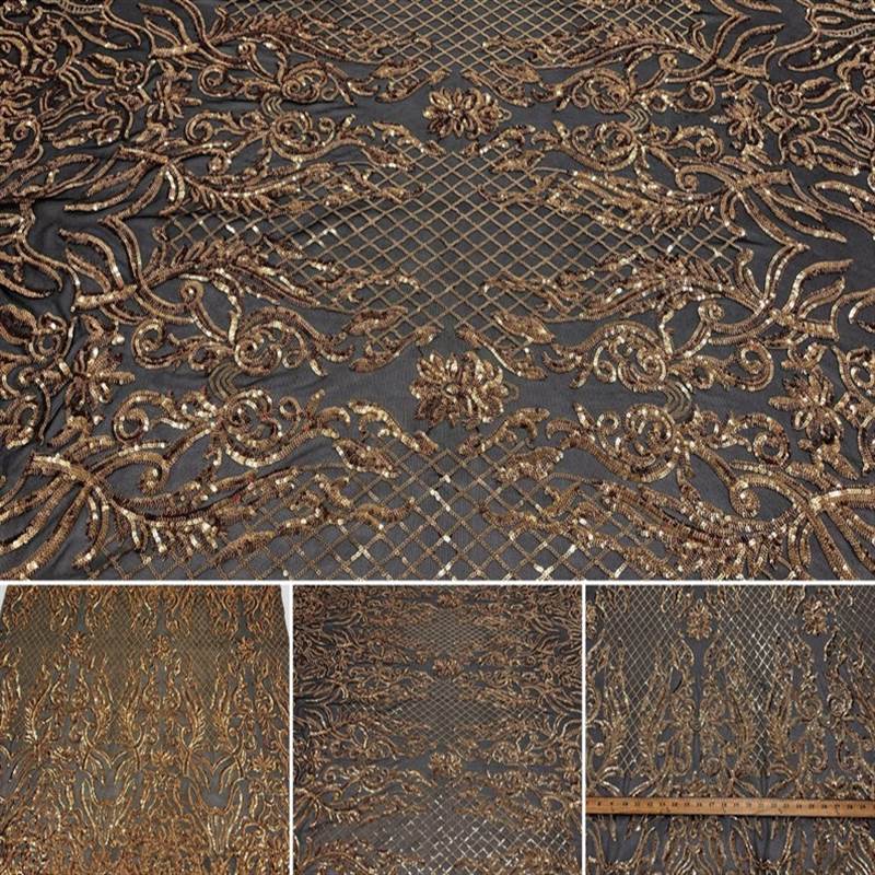 Mia Stretch Sequin Fabric |58” Wide| Embroidery Lace Mesh ICE FABRICS Gold