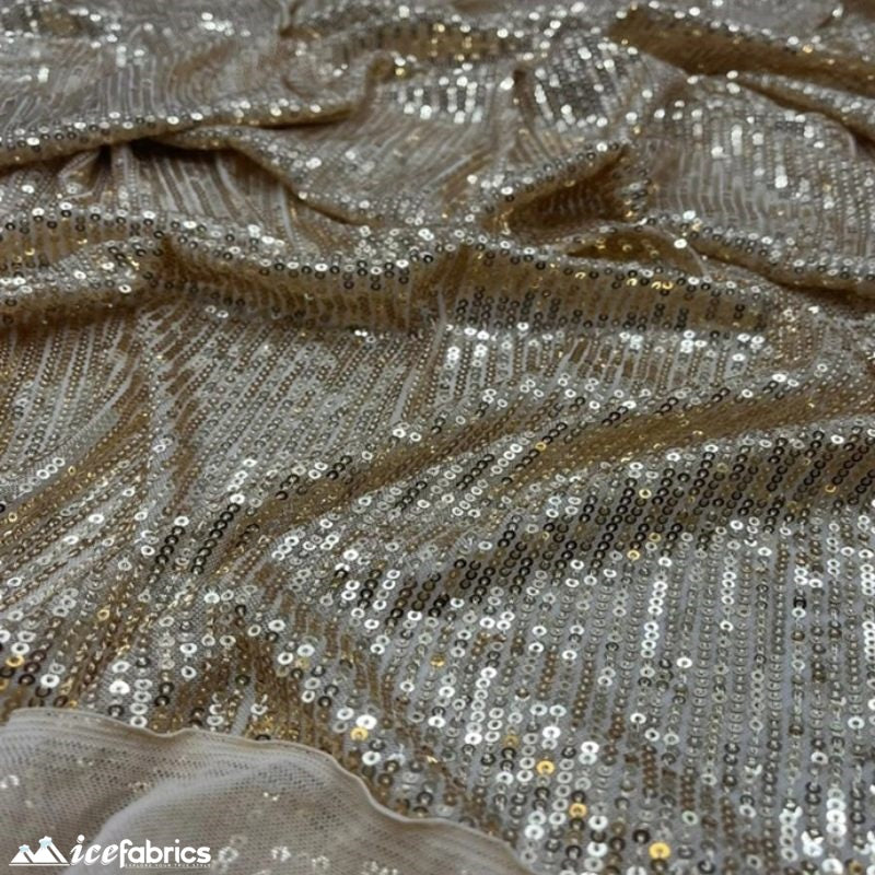 Elegant 2 Way All Over Stretch Sequin FabricICE FABRICSICE FABRICSBy The Yard58 inches WideGoldElegant 2 Way All Over Stretch Sequin Fabric ICE FABRICS Gold