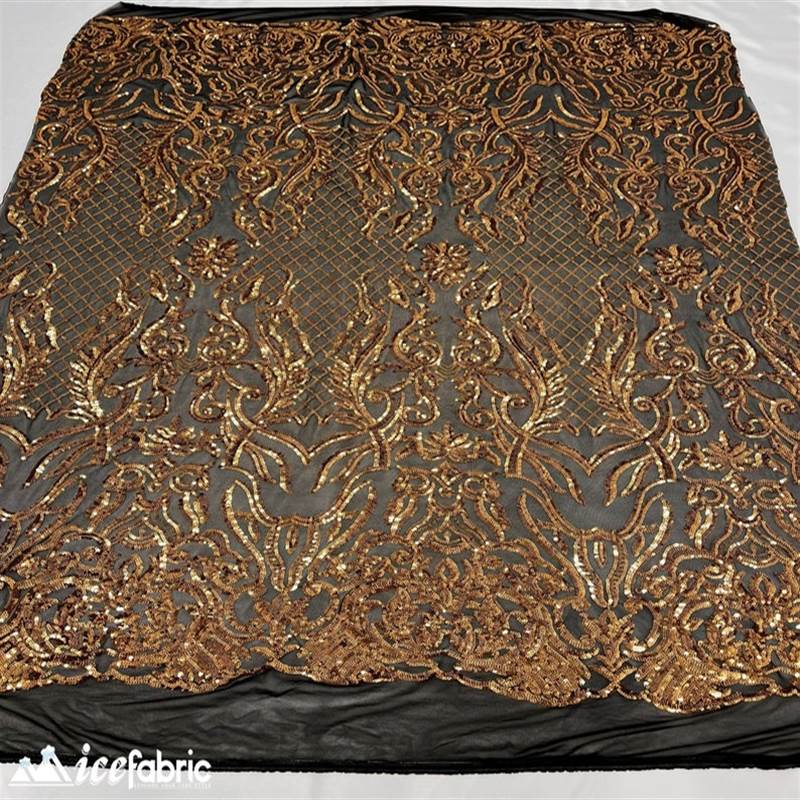 Mia Stretch Sequin Fabric |58” Wide| Embroidery Lace Mesh ICE FABRICS Gold