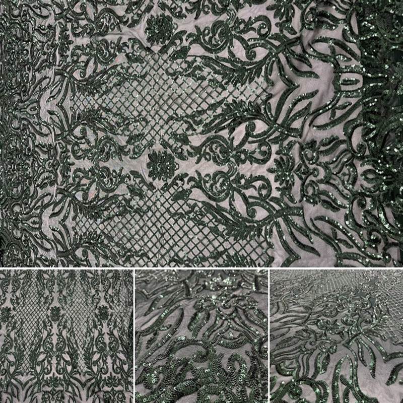 Mia Stretch Sequin Fabric |58” Wide| Embroidery Lace Mesh ICE FABRICS Hunter Green