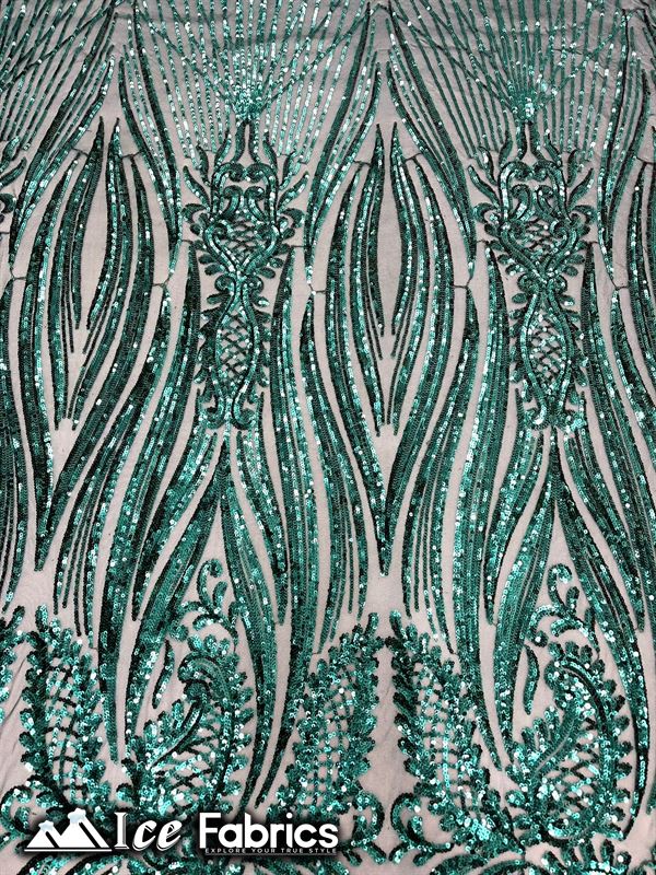 Loyalty Sequin Fabric Embroidery Lace on 4 Way Stretch MeshICE FABRICSICE FABRICSBy The Yard (56" Wide)Hunter GreenLoyalty Sequin Fabric Embroidery Lace on 4 Way Stretch Mesh ICE FABRICS Hunter Green