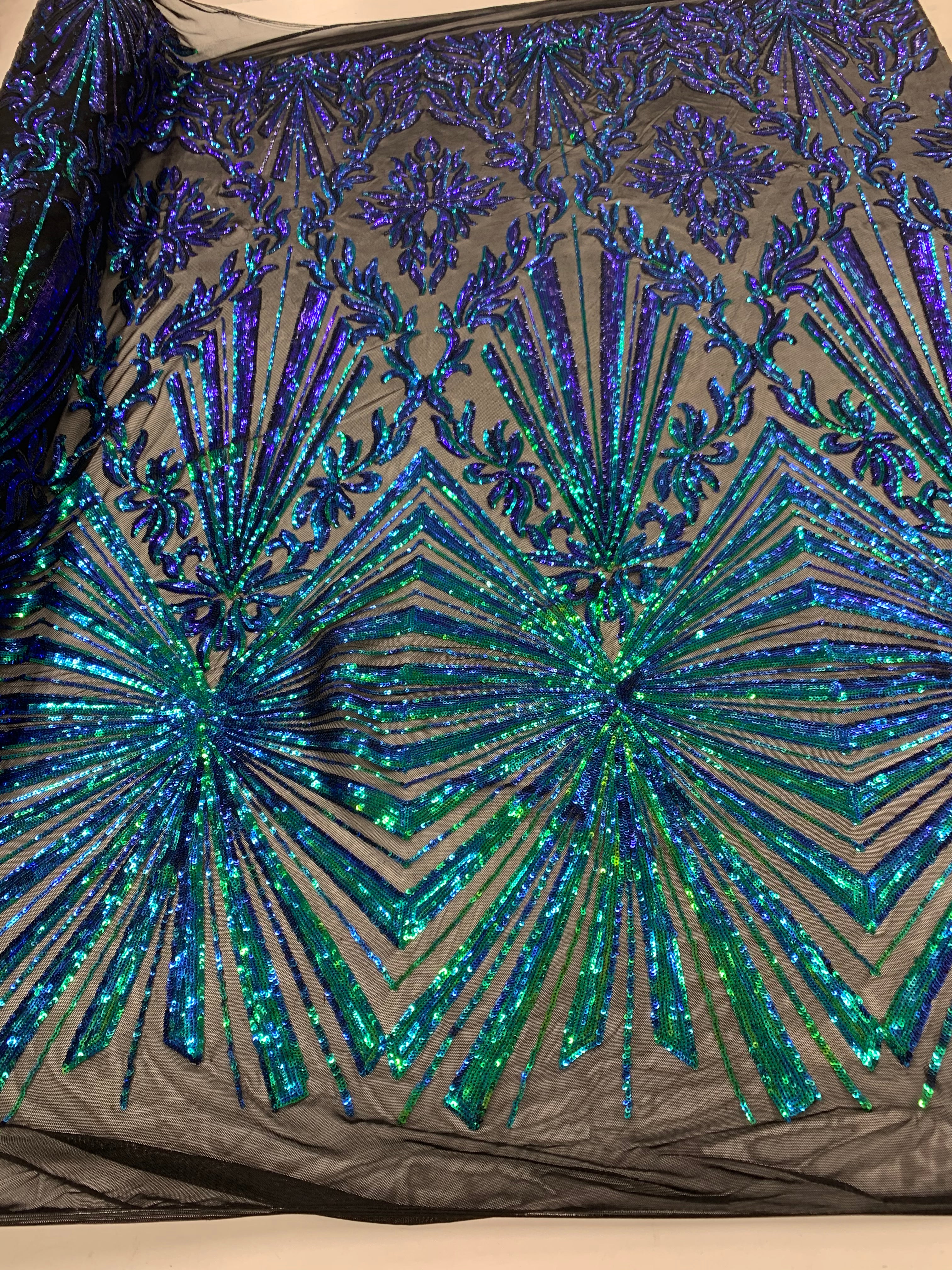 French Embroidery Stretch Sequins Fabric By The Yard on a Mesh LaceICEFABRICICE FABRICSIridescent GreenFrench Embroidery Stretch Sequins Fabric By The Yard on a Mesh Lace ICEFABRIC Iridescent Green