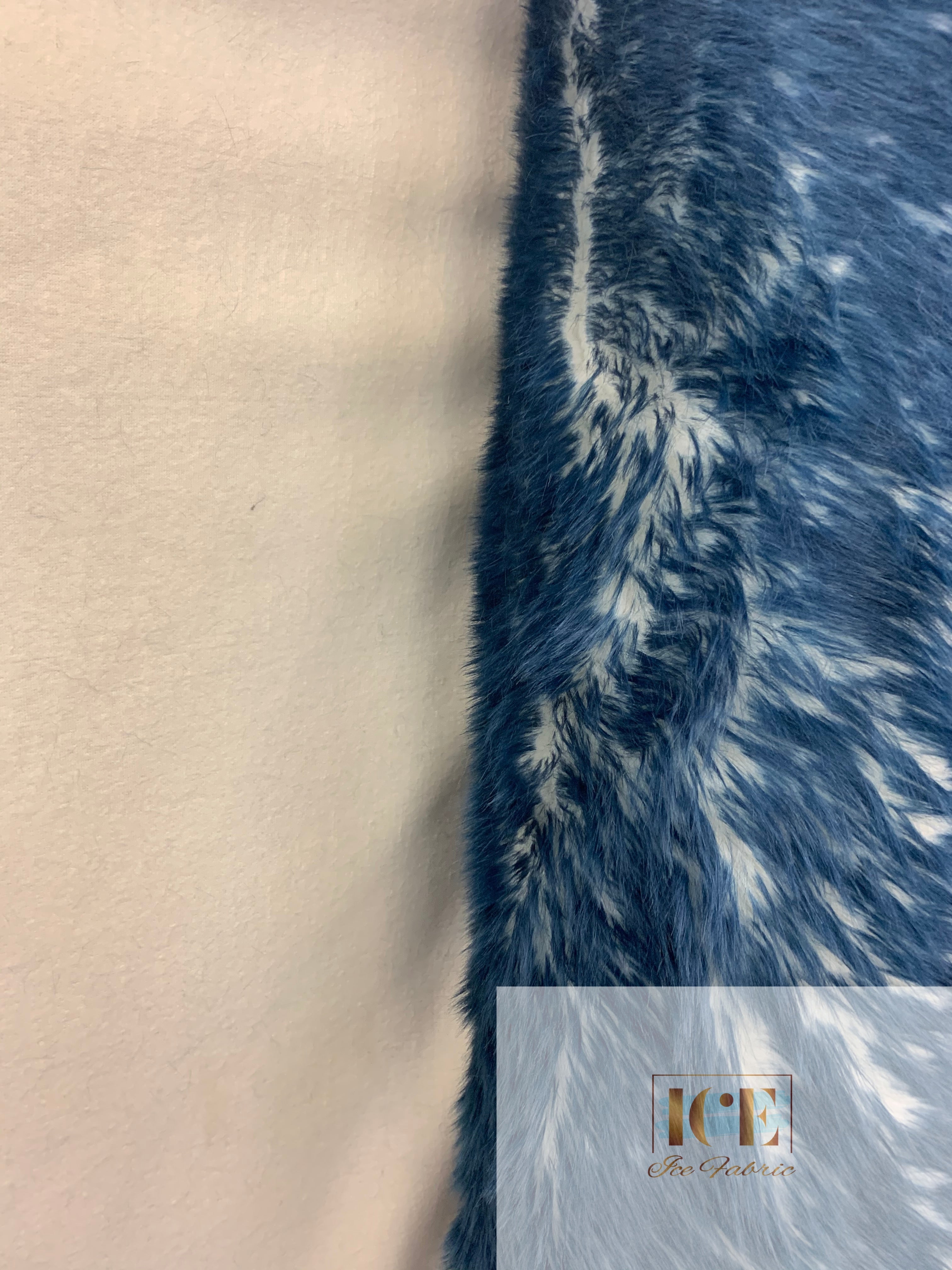 Canadian Fox Fake Animal Faux Fur Fabric ICEFABRIC Navy Blue