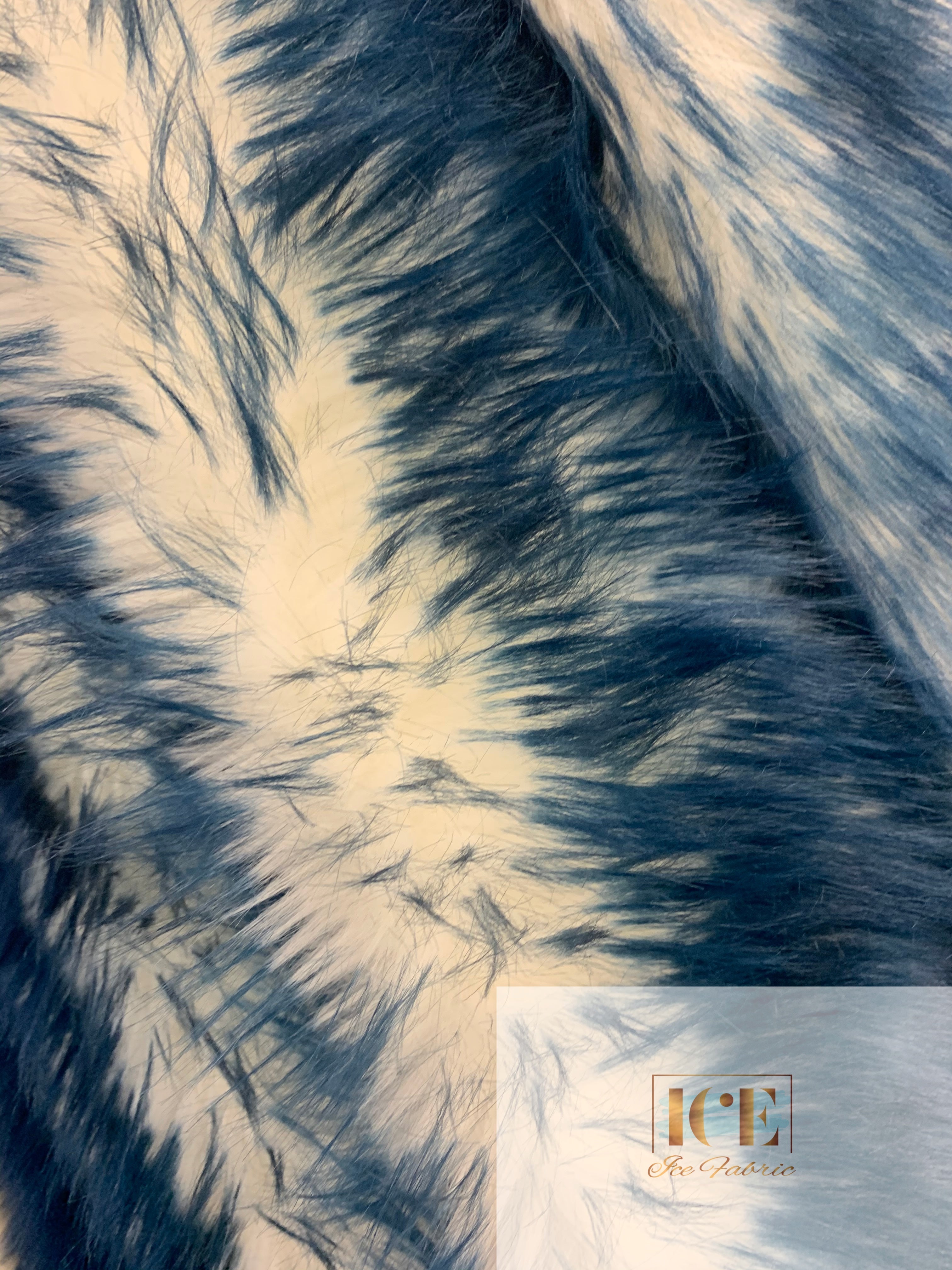 Canadian Fox Fake Animal Faux Fur Fabric ICEFABRIC Navy Blue