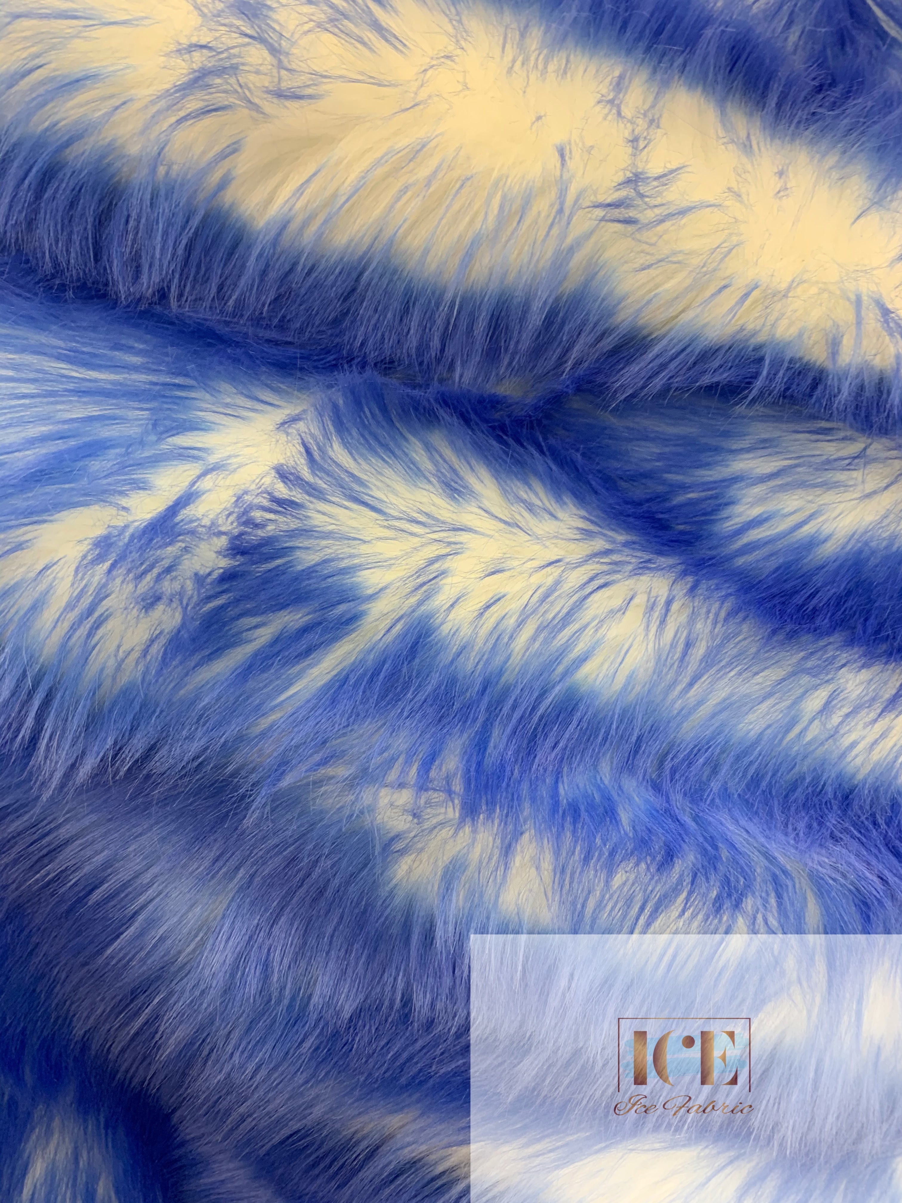 Canadian Fox Fake Animal Faux Fur Fabric ICEFABRIC Royal Blue