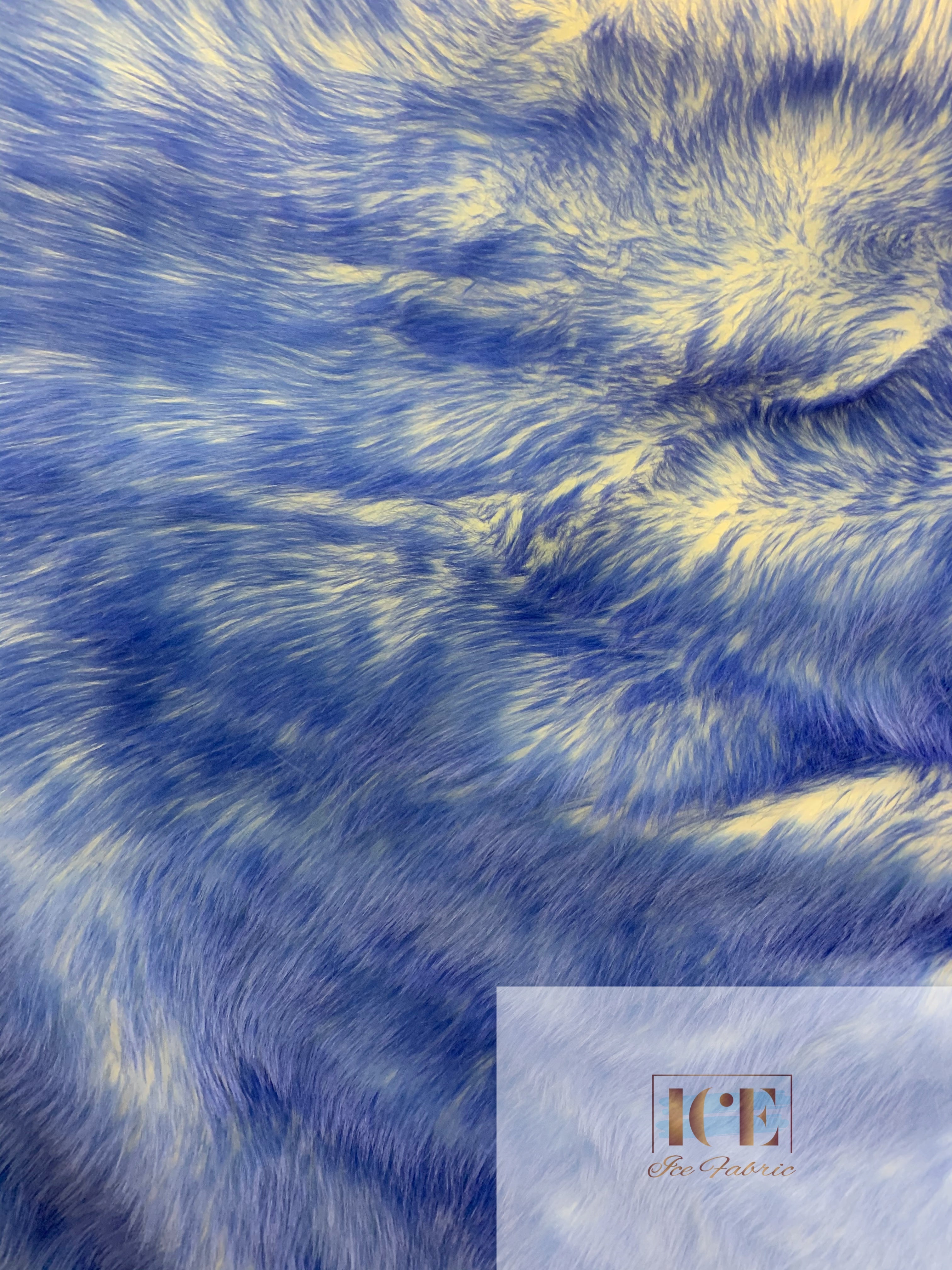Canadian Fox Fake Animal Faux Fur Fabric ICEFABRIC Royal Blue