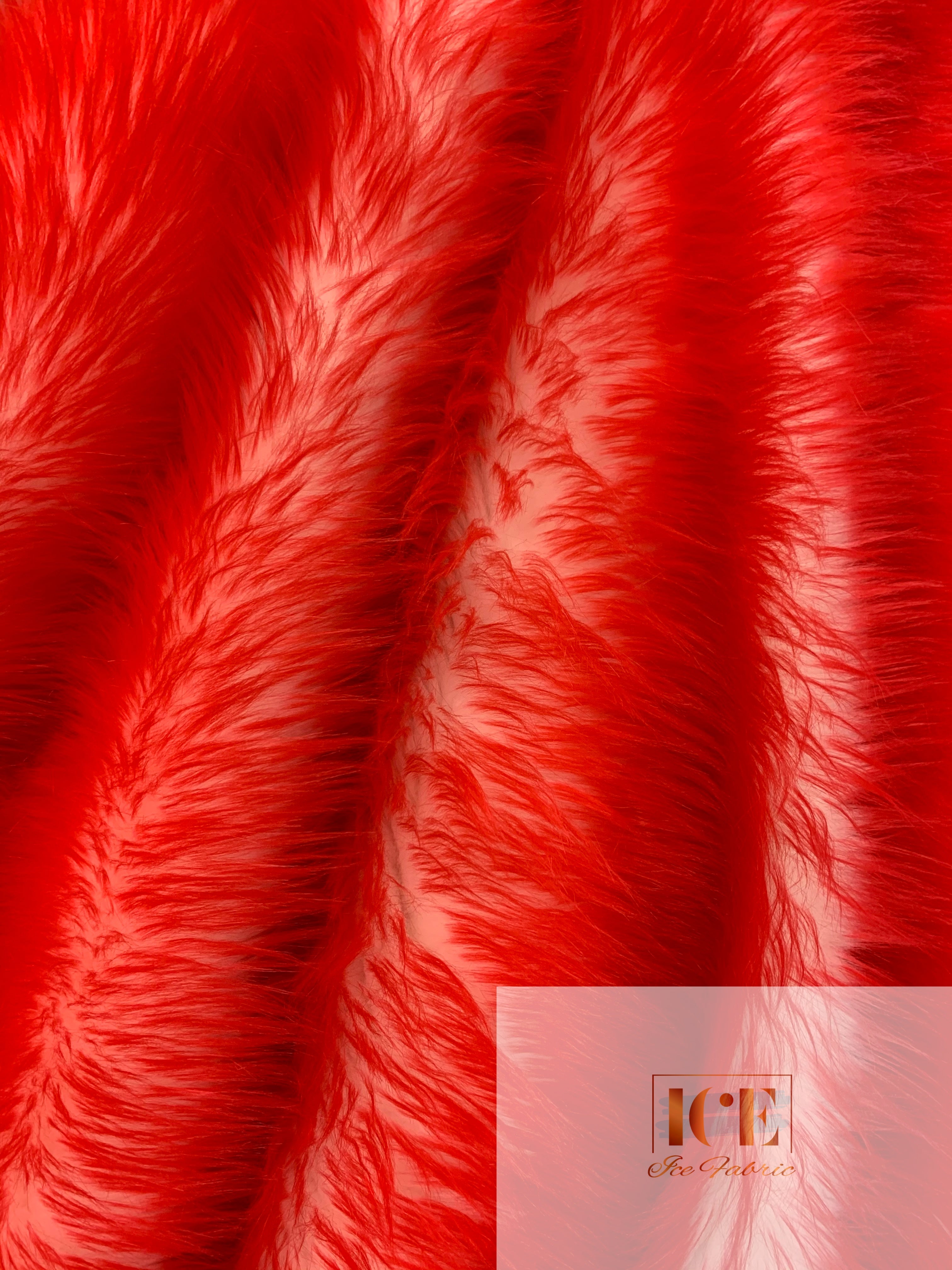 Canadian Fox 2 Tone Shaggy Long Pile Faux Fur Fabric For Blankets, Costumes, Bed SpreadICEFABRICICE FABRICSRed WhiteBy The Yard (60 inches Wide)Canadian Fox 2 Tone Shaggy Long Pile Faux Fur Fabric For Blankets, Costumes, Bed Spread ICEFABRIC Red