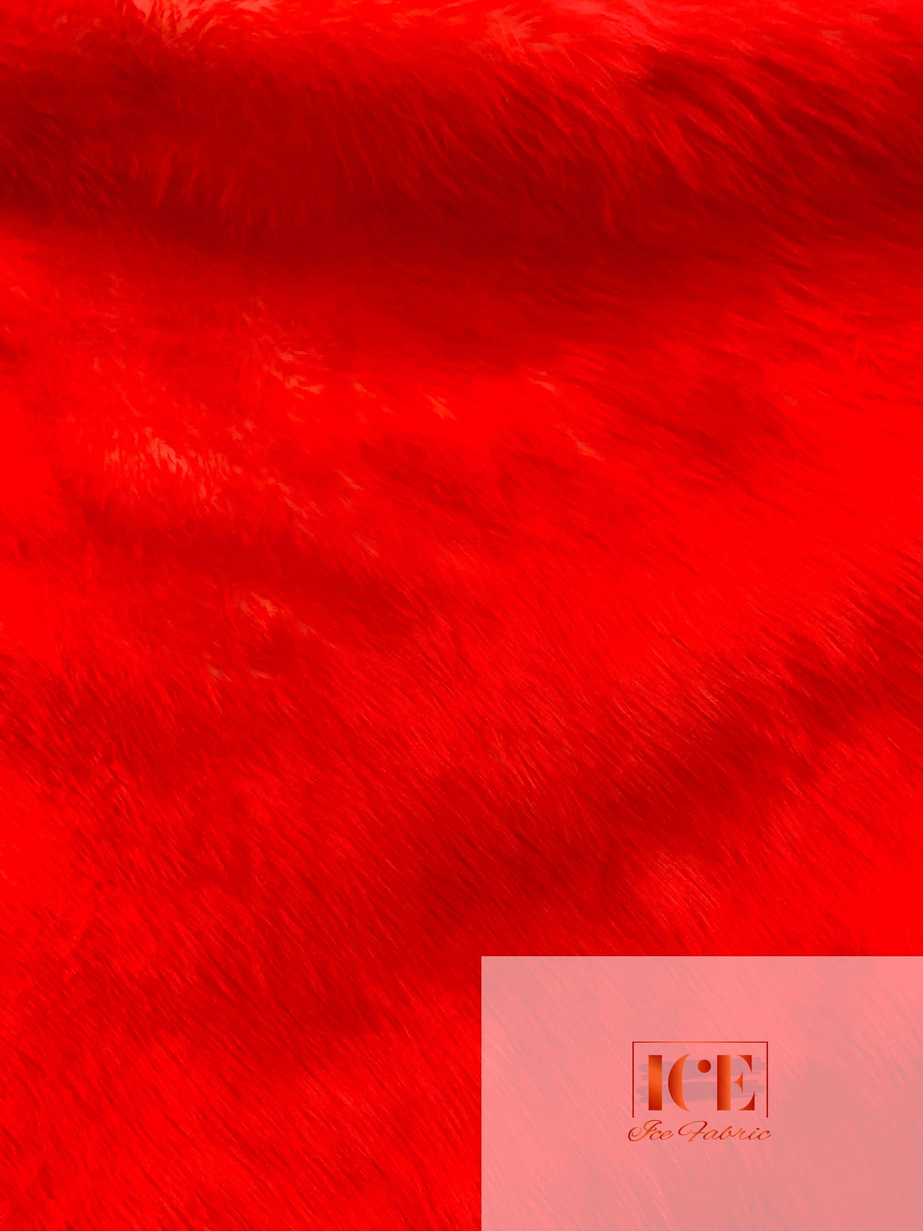 Canadian Fox Fake Animal Faux Fur Fabric ICEFABRIC Red White