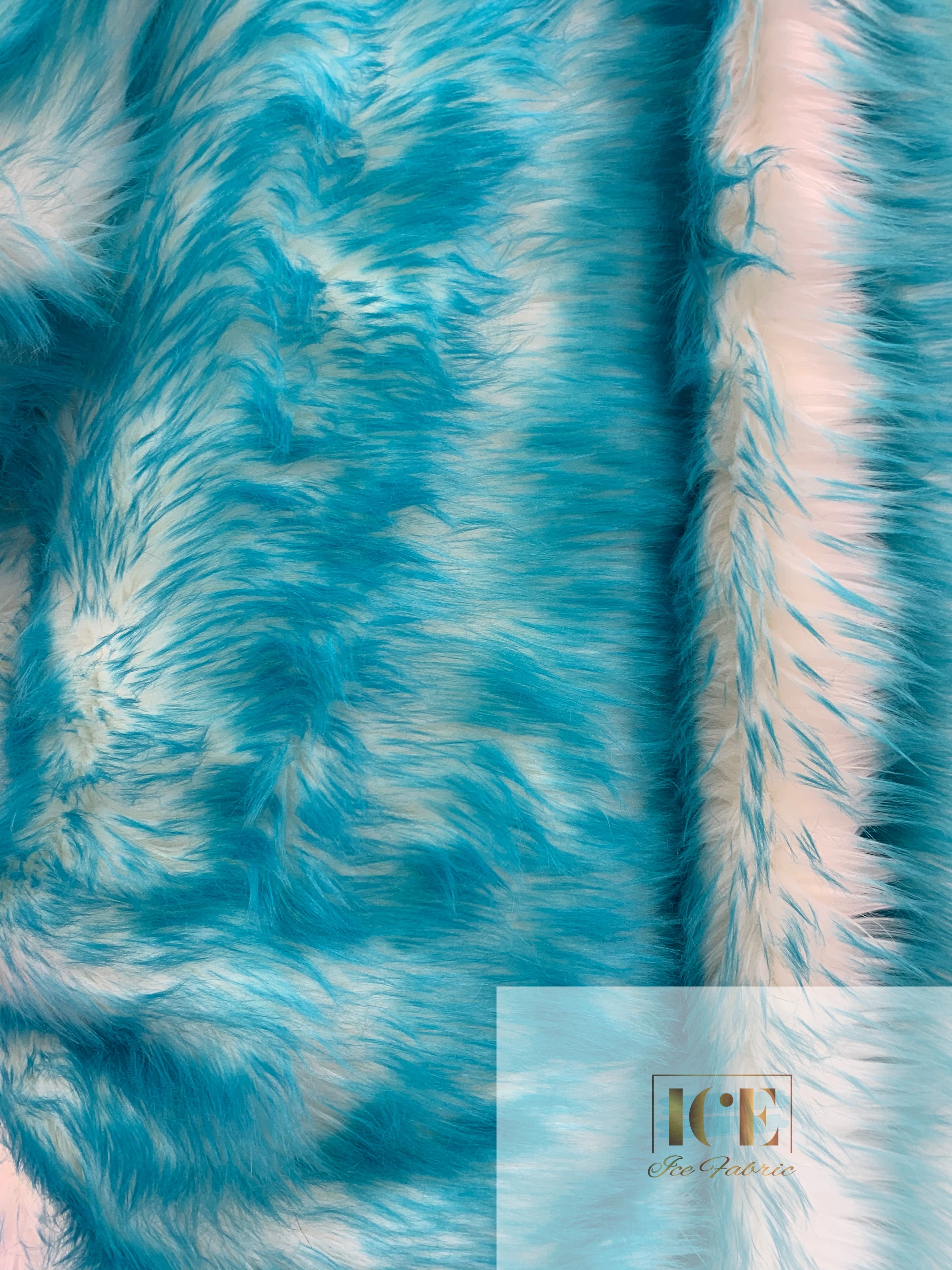 Canadian Fox Fake Animal Faux Fur Fabric ICEFABRIC Turquoise